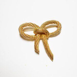 Christian Dior Gold Tone Bow Brooch
